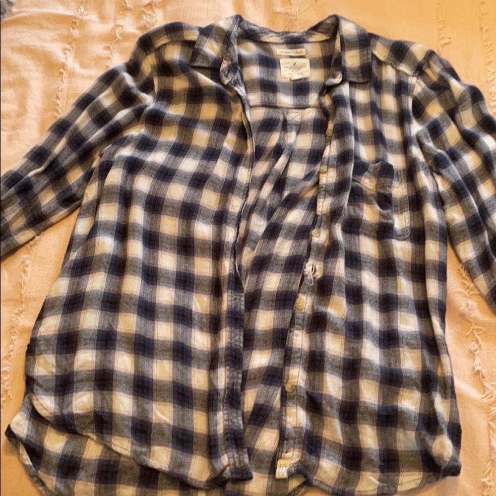 Blue Plaid Flannel Button Up